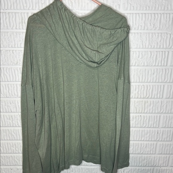 Cynthia Rowley Linen Blend Hooded Long Sleeve Top - Picture 2 of 4